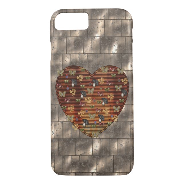 Coques Case-Mate iPhone Métal et coeur noir de champignon (Dos)