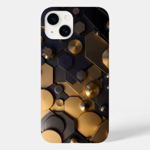 Coque Pour iPhone 14 Métal géométrique Abstrait Mur Art - Or et Bl