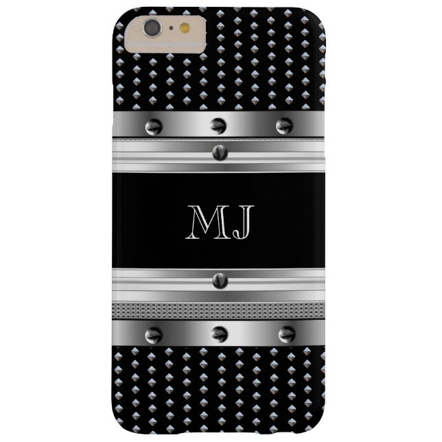 Coques Case-Mate iPhone Métal Studs Métal look Chrome Monogramme (Dos)