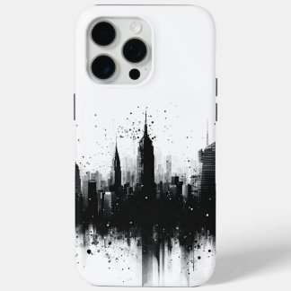 Coque iPhone 15 Pro Max Métropole noire et blanche