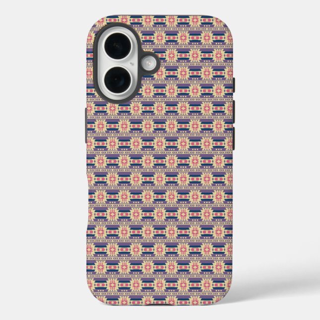 Coques Case-Mate iPhone Mexican Inspecred patent en bleu, rose et beige (Verso)
