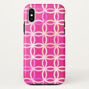 Coque Case-Mate Pour iPhone Mi-siècle Cercles modernes, rose fuchsia et crème