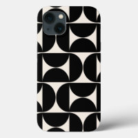 Mi-Siècle Moderne Motif Vintage Noir Et Blanc