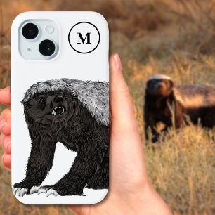 Coque Pour iPhone 15 Miel badger monogramme initial