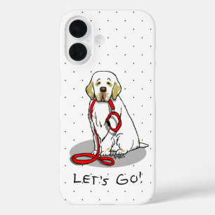 Coque Pour iPhone 16 Mignon Allons-y ! Promenade du chien Clumber Spani