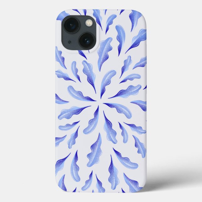 Coques Case-Mate iPhone mignon blanc bleu simple fleurs feuilles (Verso)