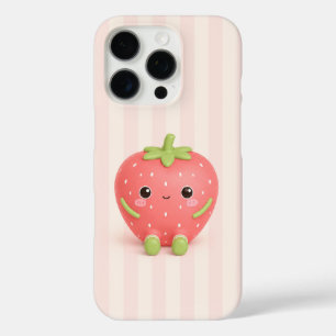 Coques iPhone 16 Pro Mignon Kawaii Housse de Téléphone avec Fraise sur