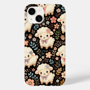 Coque Pour iPhone 14 Mignon motif chibi agneau floral Cottagecore