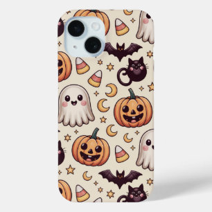 Coque Pour iPhone 15 Mignon motif de citrouille fantôme Halloween Kaw