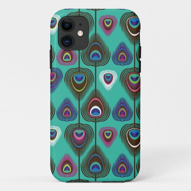 Coques Case-Mate iPhone mignon motif en plumes de paon (Dos)