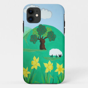 Case-Mate iPhone Case mignon mouton avec arbres haies ciel bleu et nuage