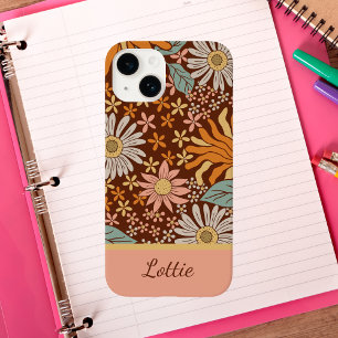 Coque Pour iPhone 14 Mignon Rétro Boho Floral Féminin