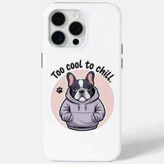 Coque iPhone 15 Pro Max Mignonne bulldog portant un sweat - shirt à capuch