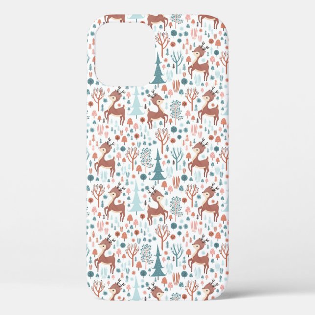 Coques Case-Mate iPhone Mignonne cerf en Forêt Whimsical Noël Motif (Verso)
