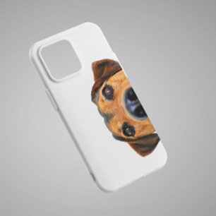 Coque iPhone 15 Pro Max Mignonne Chien Nosey Se Retirant   Funny Téléphone