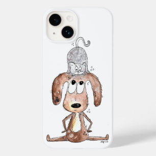 Coque Pour iPhone 14 Mignonne chien Whimsical avec chat sur sa tête