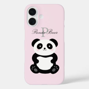 Coques iPhone 16 Mignonne fille bébé Panda Ours Monogramme
