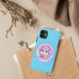 Coque Pour iPhone 15 Mignonne gamer fille Kawaii chien avec ailes en Bé