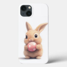 Mignonne lapin avec boite de téléphone Oeuf de Pâq