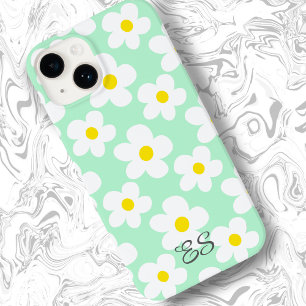 Coque Pour iPhone 14 Mignonne marguerite verte à la menthe sur girly fl