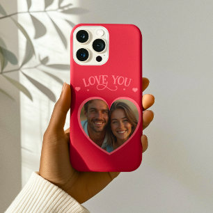 Coque Pour iPhone 15 Mignonne Saint Valentin 'LOVE YOU' & Custom Photo