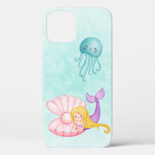 Coques Case-Mate iPhone Mignonne sirène sous l'aquarelle de la mer (Verso)