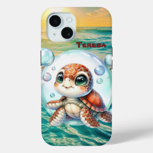Coque Pour iPhone 15 Mignonne tortue de mer
