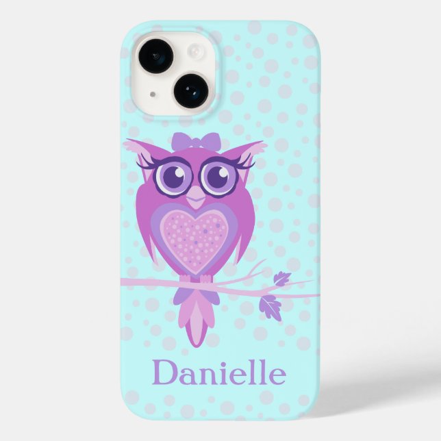 Coques Case-Mate iPhone Mignonnes filles hibou violet & aqua iphone 5 coqu (Verso)