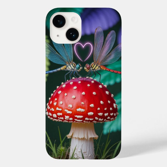 Coques Case-Mate iPhone Mignonnes libellules sur un champignon - (Verso)