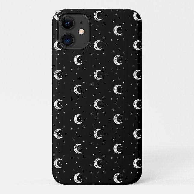 Coques Case-Mate iPhone Mignonnes Lunes et Étoiles en noir et blanc (Dos)