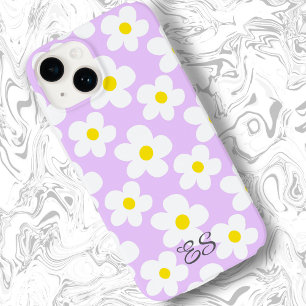 Coque Pour iPhone 14 Mignonnes marguerites rétro lavande sur poutres gi