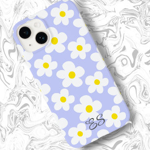 Coque Pour iPhone 14 Mignons marguerites rétro bleu clair sur poutres g