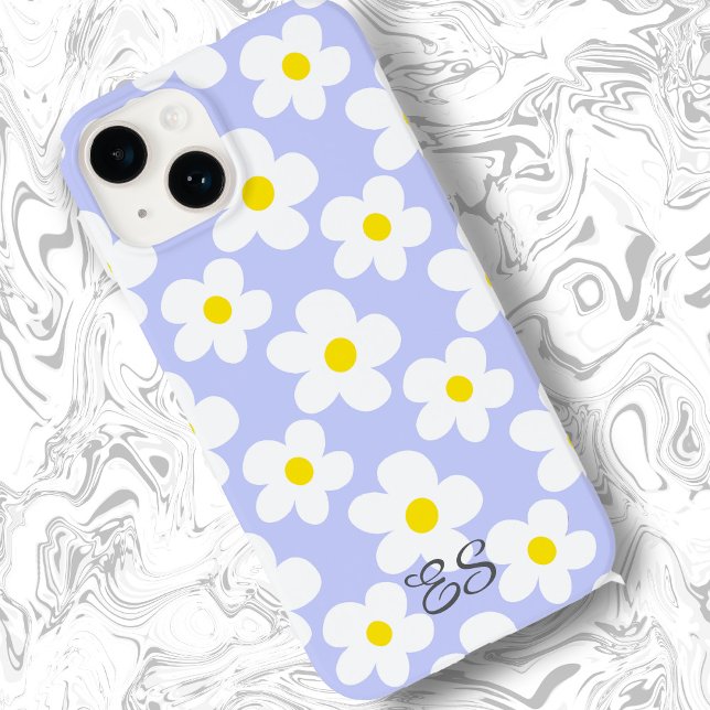 Coques Case-Mate iPhone Mignons marguerites rétro bleu clair sur poutres g (Créateur téléchargé)