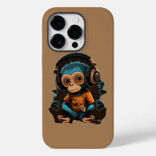 Coque Pour iPhone 14 Pro Mignons Singe Écouter Musique, Musique Singe Immer