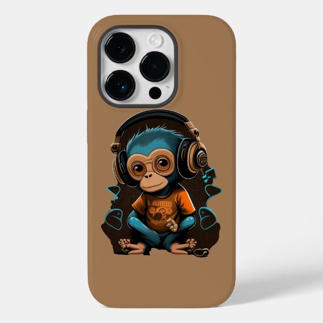 Coques Case-Mate iPhone Mignons Singe Écouter Musique, Musique Singe Immer (Verso)