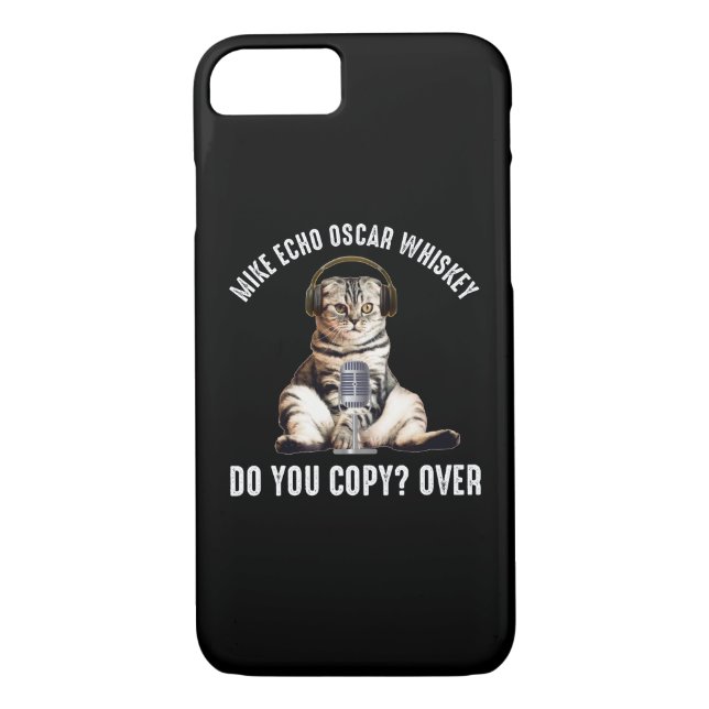 Coques Case-Mate iPhone Mike Echo Oscar Whiskey Ham Radio Cat (Dos)