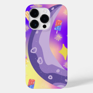 Coque Pour iPhone 14 Pro Mikitiez été arc-en-ciel popsicle or violet