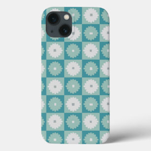 iPhone 13 Case Mini boîtier iPad à fleurs géométriques moderne du