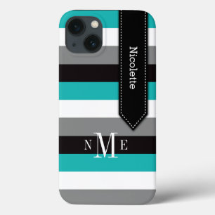 iPhone 13 Case Mini boîtier iPad   Tracées   Turquoise, noir, gri