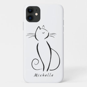 Case-Mate iPhone Case Mini chat noir sur blanc nom d'ajout