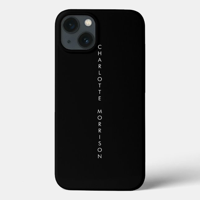 Coques Case-Mate iPhone Mini élégant nom vertical monogramme noir (Verso)