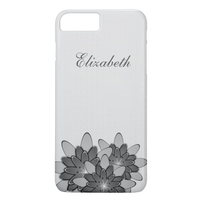Coques Case-Mate iPhone Minimal blanc avec Lotus Floral Gris Personnalisé (Dos)