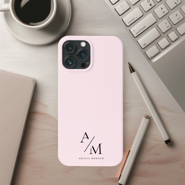 Coques Case-Mate iPhone Minimal Pastel rose initial et personnalisé (Créateur téléchargé)