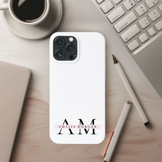 Coques Case-Mate iPhone Minimal Pastel rose initial et personnalisé (Créateur téléchargé)