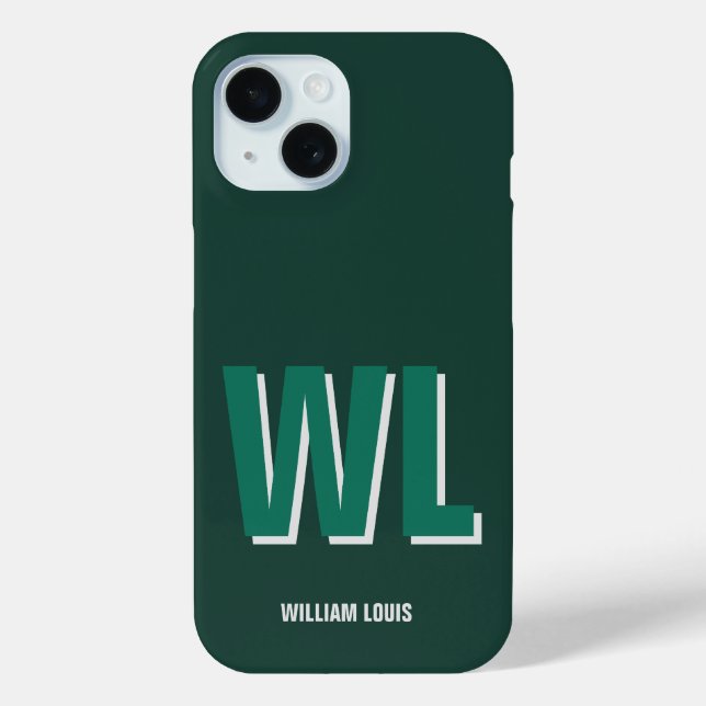 Coques Case-Mate iPhone Minimalist Emerald Green Personalized Monogram  (Verso)