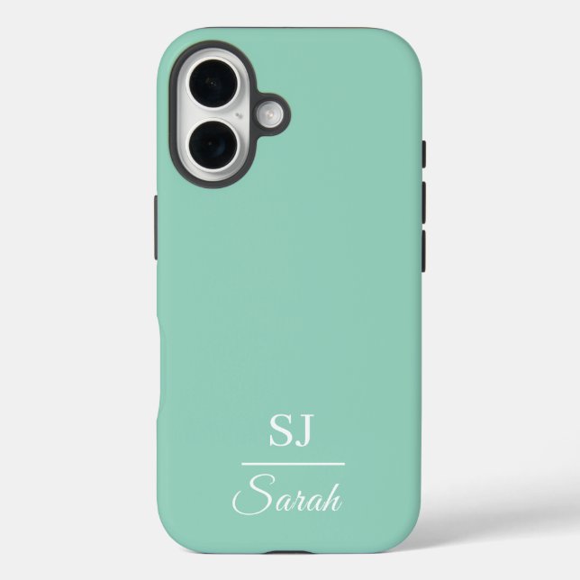 Coques Case-Mate iPhone Minimalist Green with Name and Initial  (Verso)