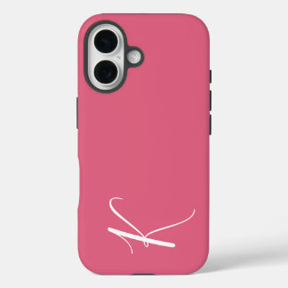 Coque Pour iPhone 16 Minimalist Pink with Initial 