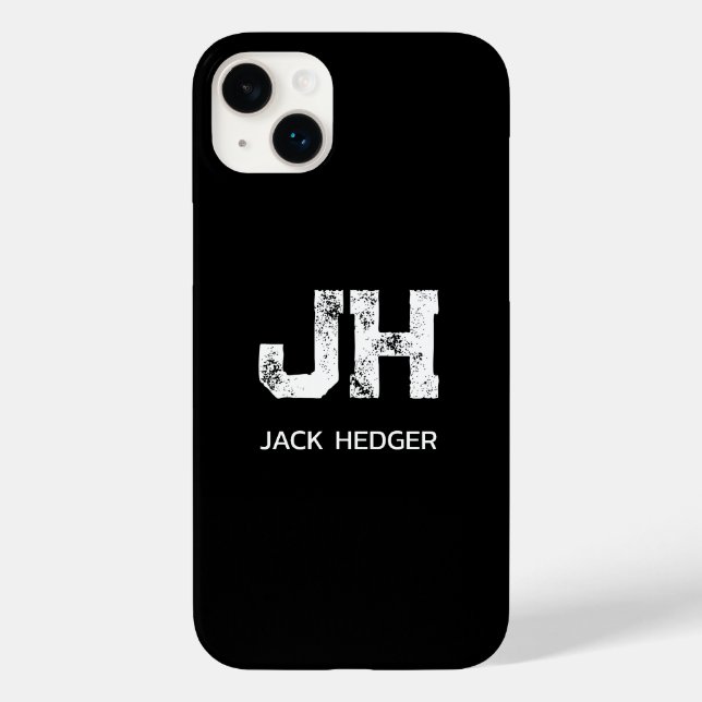 COQUES Case-Mate iPhone MINIMALIST WHITE TWO LETTER MONOGRAM NAME BLACK (Verso)