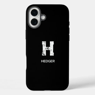 COQUES iPhone 16 PLUS MINIMALISTE BLANC MONOGRAMME À UNE LETTRE NOM NOIR