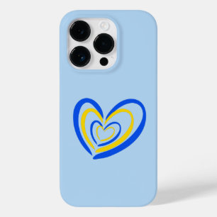 Coque Pour iPhone 14 Pro Minimaliste Blue Yellow Hearts Ukraine Inspiration